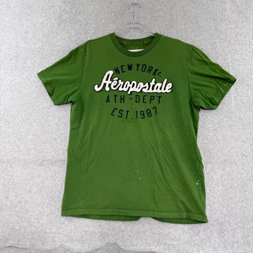 Aeropostale Graphic Tee Mens Large Green Ath Dept y2k 2000s Short Sleeve Shirt